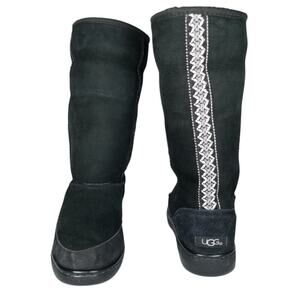 UGG Ultra Tall Revival Tasman Braid Black Suede Sheepskin Boots